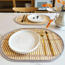 Axyaa Bamboo Placemats - Natural, Anti-Slip, Heat-Resistant Table Mat for Kitchen & Dining