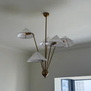 Axyaa Retro Gold Fabric LED Pendant Chandeliers