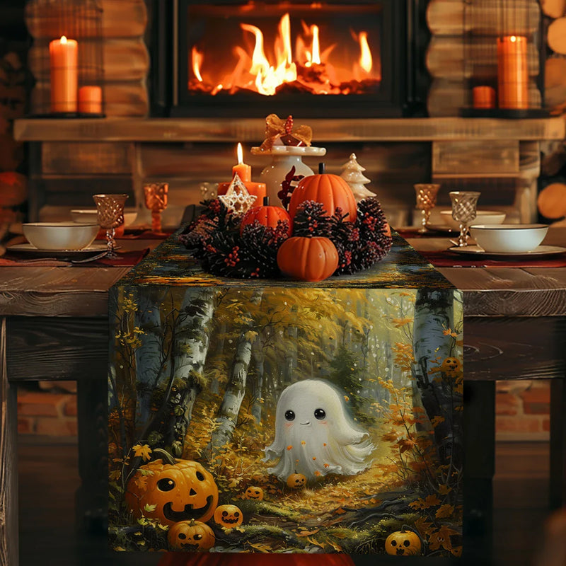 Axyaa Halloween Watercolor Table Runner for Indoor Outdoor Dining