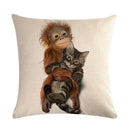 Axyaa Pet Animal Print Linen Pillowcase 45*45cm for Office Sofa Decoration