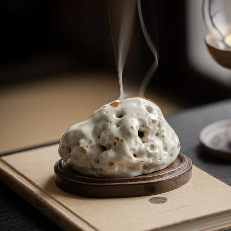Axya Ceramic Taihu Stone Pan Incense Burner Zen Decor Table Tower Burner
