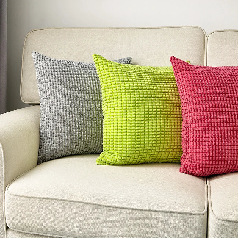 Axyaa Velvet Corduroy Pillow Cover 45x45cm: Super-Soft Striped Sofa Cushion for Romantic Home Decor