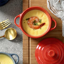 Axyaa 4" Mini Ceramic Double Ear Bowl for Oven Use - Egg Soup & Custard Bowl