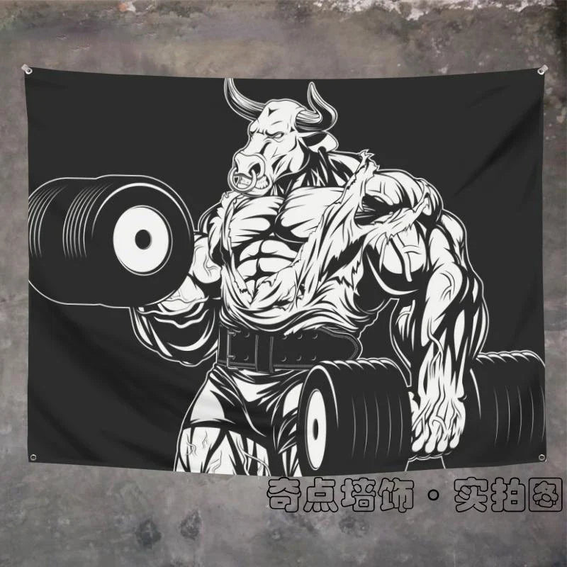 Axyaa Orangutan Rhino Animal Fitness Tapestry Wall Hanging for Home Decoration