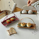 Axyaa Bamboo Dim Sum Plate Set Vintage Tea Tray & Snack Basket - Zen Pastry Table