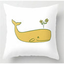 Yellow Floral Leaves Pattern Cushion Cover for Modern Living Room by Axyaa