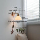 Axyaa Nordic LED Wall Light Copper Arm White Glass Bedside Lamp Balcony Living Room