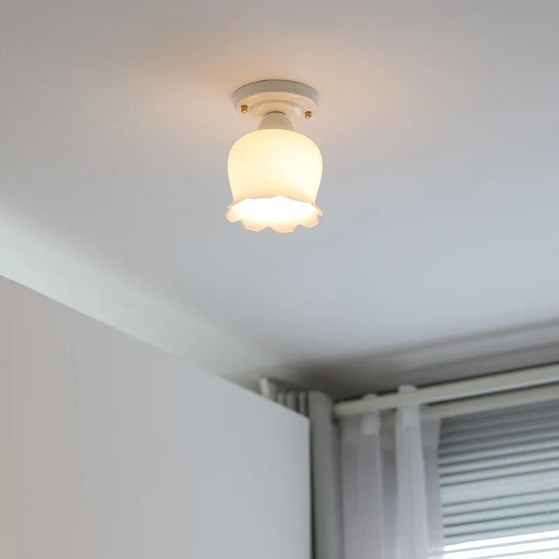 Axyaa Ceramic LED Ceiling Light - Creamy White Nordic Indoor Lamp