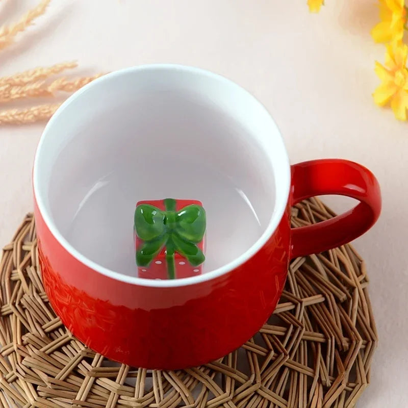 Axyaa Christmas Ceramic Couple Coffee Cup Set - Cute Xmas 3D Gift Mug