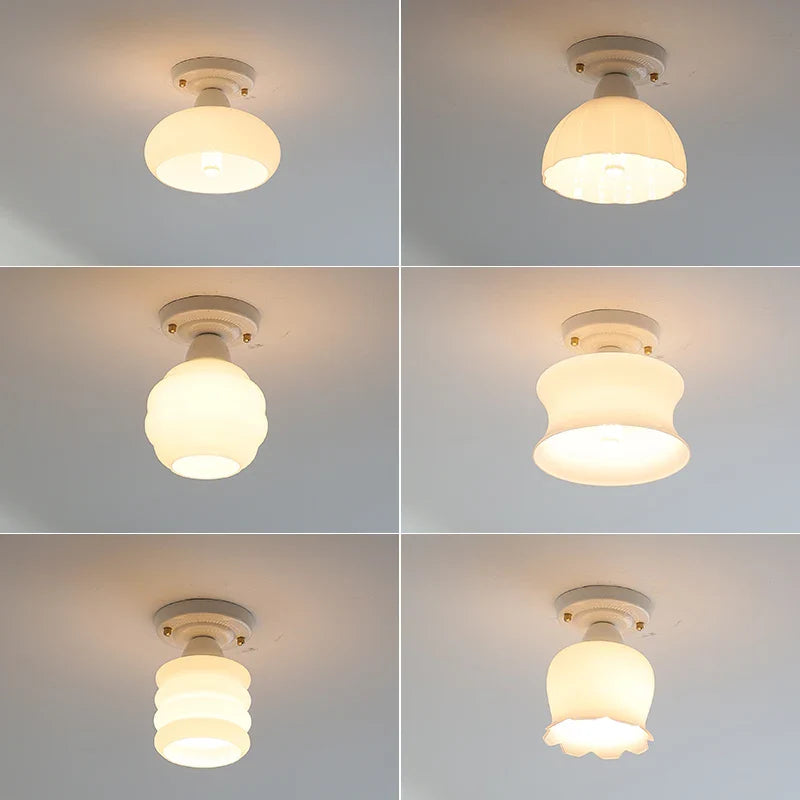 Axyaa Ceramic LED Ceiling Light - Creamy White Nordic Indoor Lamp