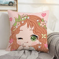 Axyaa Anime Bed Pillow Case 45x45 Decorative Cushion Cover Home Sofa Decor