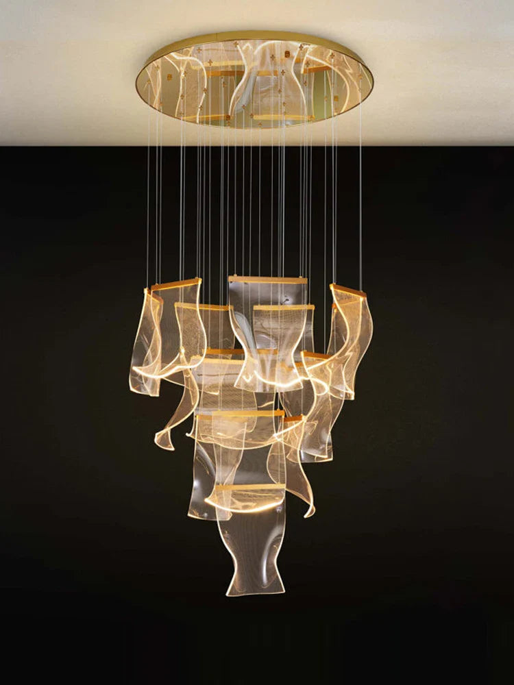 Axyaa Duplex Suspension Indoor Chandelier for Villa Living Room Staircase