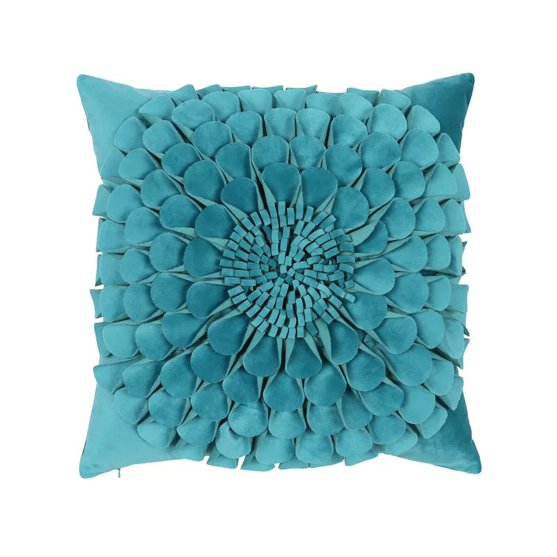 Axyaa 3D Sunflower Velvet Cushion Cover: Handmade Small Daisy Flower Throw Pillow
