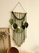 Axyaa Green Leaf Macrame Wall Hanging Tapestry | Boho Cotton Tapestries for Home Decor