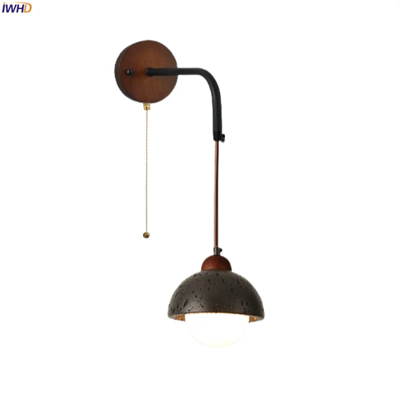Axyaa Wabi Sabi LED Wall Light 70CM Black Travertine Bedside Lamps