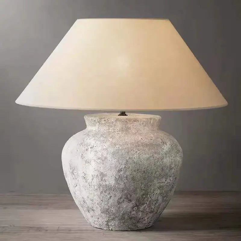 Axyaa Tuscan Stone Ceramic Table Lamp for Living Room, Restaurant, Bedroom