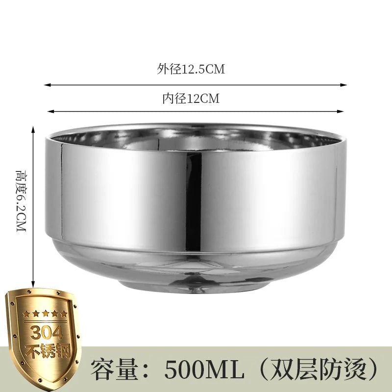 Axyaa Stainless Steel Double Layer Rice Soup Bowl - Durable Kitchen Tableware