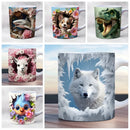 Axyaa Wolf Dog Beer Coffee Mug Cute Animal Ceramic Gift Cup