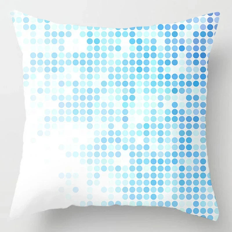 Axyaa Blue Geometric Marble Stripe Line Pillowcases - Set of 2