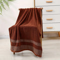 Axyaa Oversized Cotton Bath Towel with Embroidered Design - Blue/White/Brown