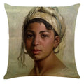Axyaa African Women Style Linen Pillow Cover 45x45cm
