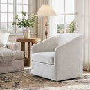 Axyaa Swivel Barrel Accent Chair, Chenille Upholstered Modern Armchair with Removable Cushion