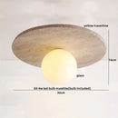 Axyaa Yellow Travertine LED Ceiling Lamp for Modern Art Decoration