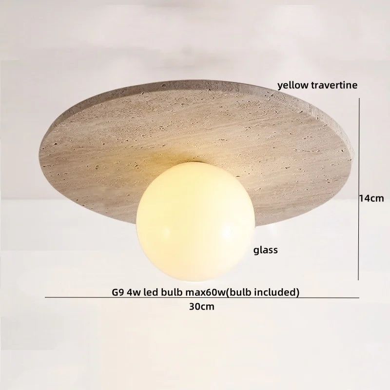 Axyaa Acryl Travertine LED Ceiling Light - Natural Stone Modern Ceiling Lamp