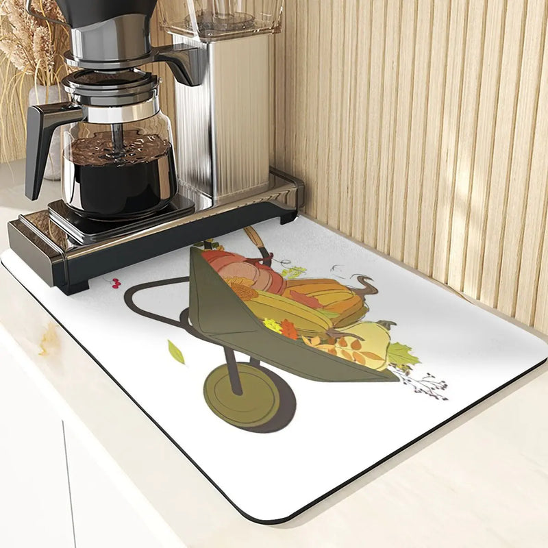 Axyaa Cute Turkey Pumpkin Kitchen Coasters Absorbent Non-Slip Thanksgiving Mat