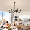 Axyaa Retro Black Iron Candle Chandelier: Elegant Country Style Room Lighting