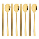Axyaa Rainbow Stainless Steel Dinner Set - 8/10Pcs Luxury Cutlery & Tableware