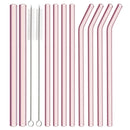 Axyaa High Borosilicate Glass Straw Set for Bubble Tea Smoothies Cocktails