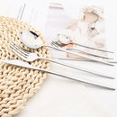 Axyaa 30-Piece Stainless Steel Dinnerware Set - Black Knife Fork Spoon Western Cutlery