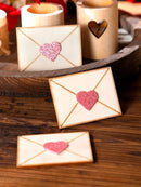Wooden Envelope Ornaments with Pink Hearts by Axyaa: Valentine's & Wedding Decor