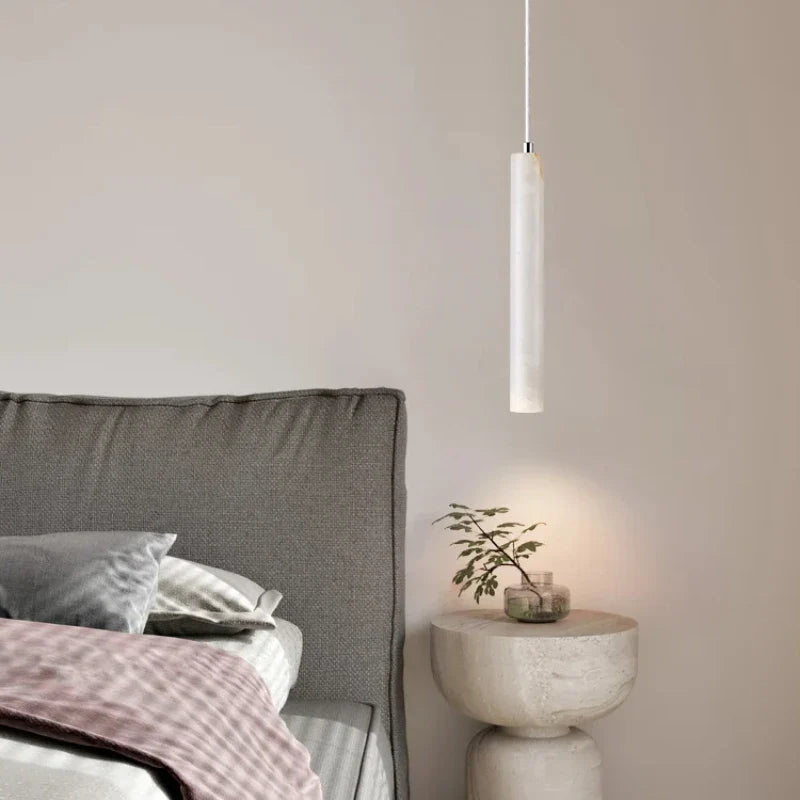 Axyaa Wood Tube Pendant Chandelier Japanese Style Modern G9 LED Bedroom Lamp