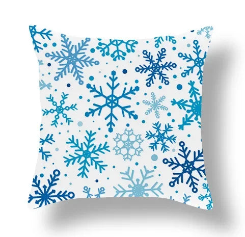 Axyaa Blue Ornament Pillowcase: Festive Home Decor Cushion Cover for Christmas & New Year