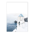 Blue Flower Santorini Sea Wall Art Canvas Painting Greece Island Poster - Axyaa Nordic Home Decor