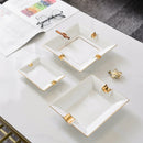 Axyaa Gold-Painted Bone Ashtray: Luxury Ceramic Cigar Holder