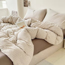 Axyaa Japan Style Plaid Queen Duvet Cover Set with Sheets & Pillowcases