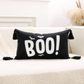 Axyaa Halloween Bat Boo Embroidery Cotton Throw Pillow Cover