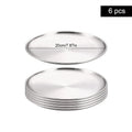 Axyaa Stainless Steel Shallow Tray Round Plate Set of 6