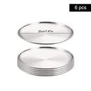 Axyaa Stainless Steel Shallow Tray Round Plate Set of 6