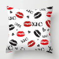 Axyaa Red Lips Heart Pillow - Black Love Sofa Car Cushion Cover