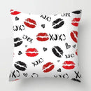 Axyaa Red Lips Heart Pillow - Black Love Sofa Car Cushion Cover