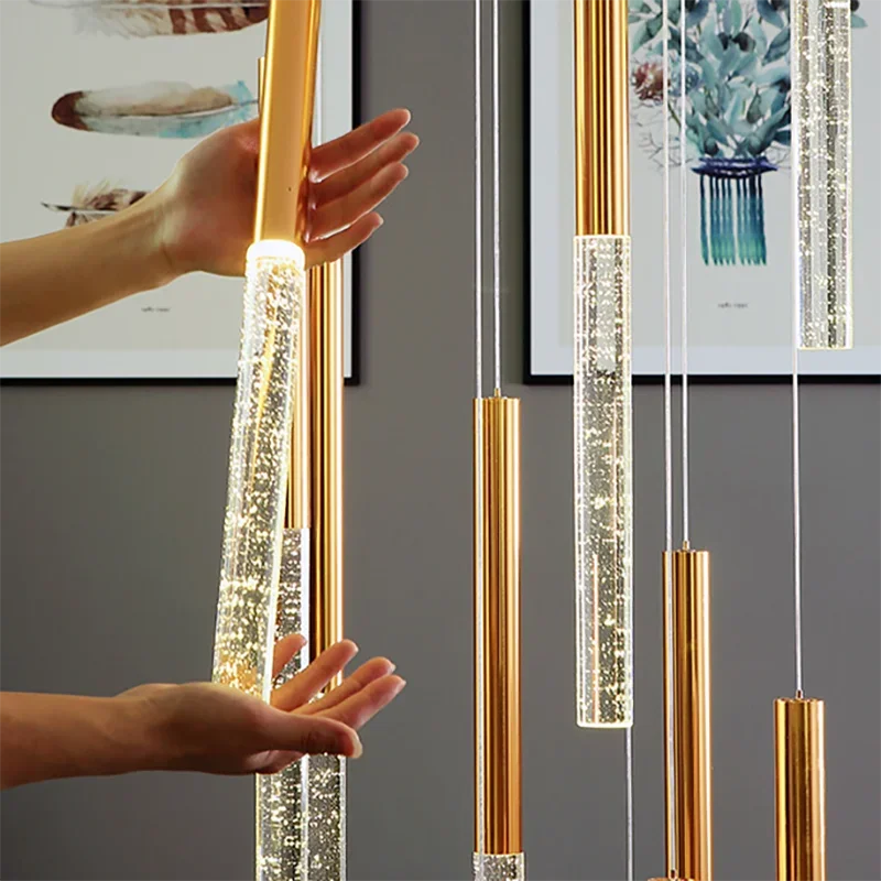 Axyaa Modern Nordic Crystal Chandelier for Living Room, Staircase & Kitchen, Art Deco Gold LED