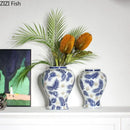 Axyaa Blue White Porcelain Vase Hydroponic Flower Arrangement Decor Craft