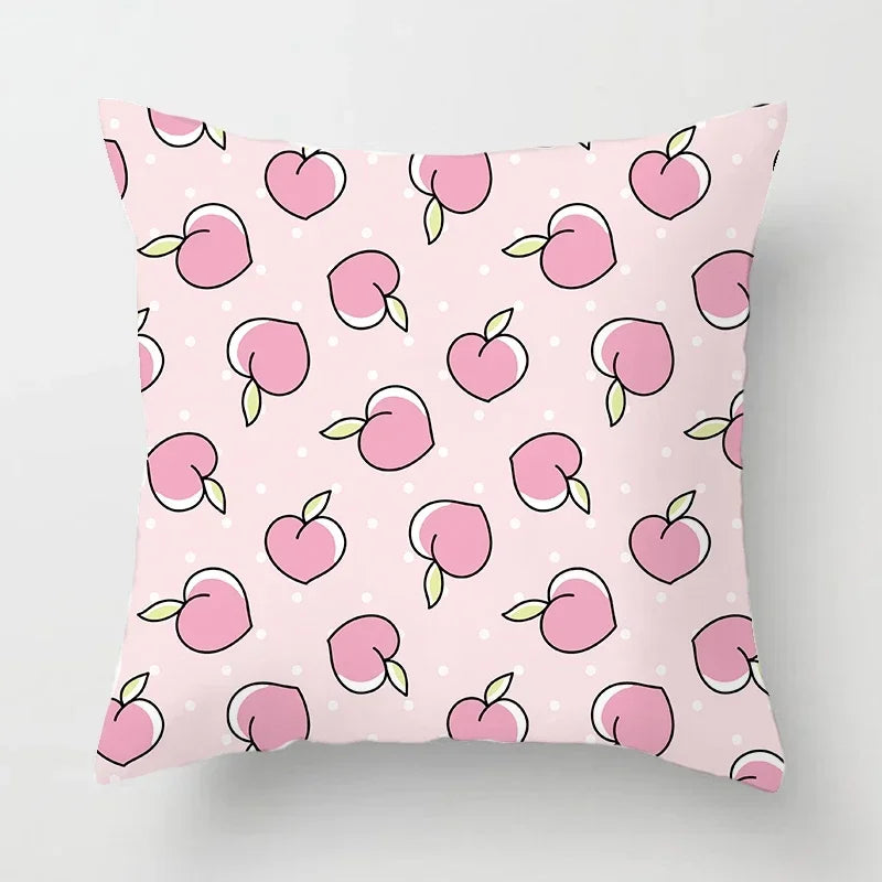 Peachy Pink Pattern Cushion Cover 45X45CM for Sofa Decor by Axyaa