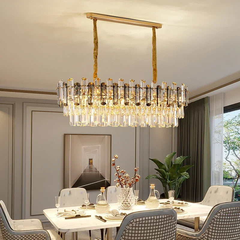 Axyaa Crystal Pendant Chandelier for Luxury Living and Dining Room Lighting