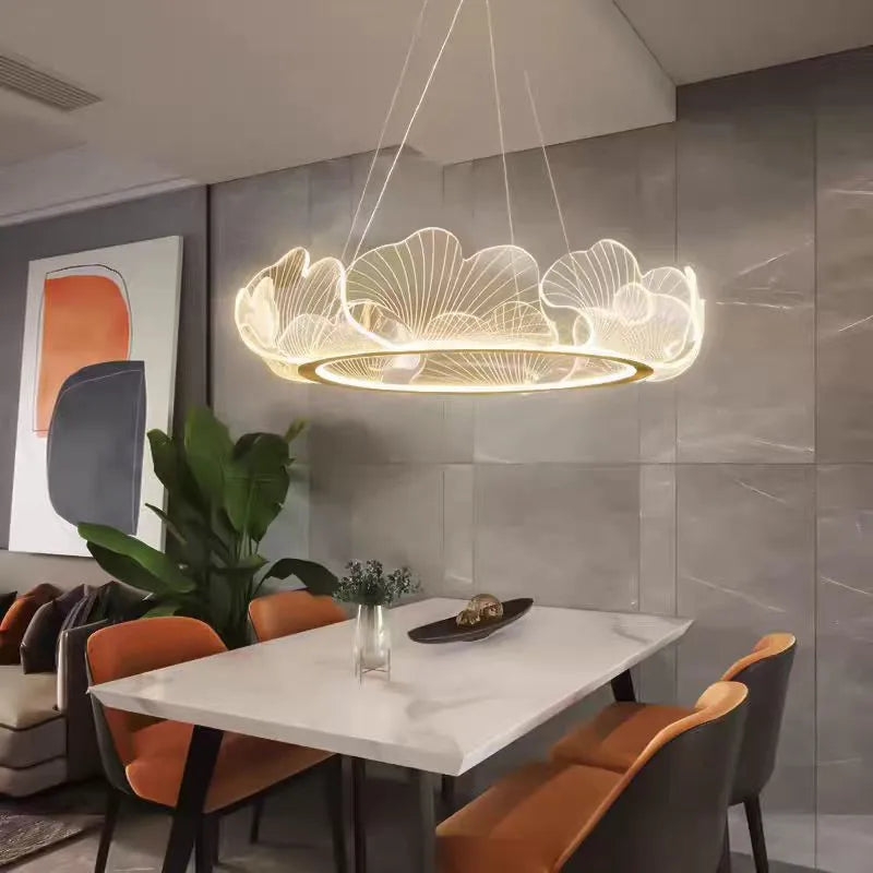 Axyaa Lotus Leaf Chandelier: Elegant LED Butterfly Lamp for Dining Room and Bedroom