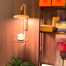Axyaa Modern White Metal Wall Light with Dark Wood Base for Bedroom and Study Area